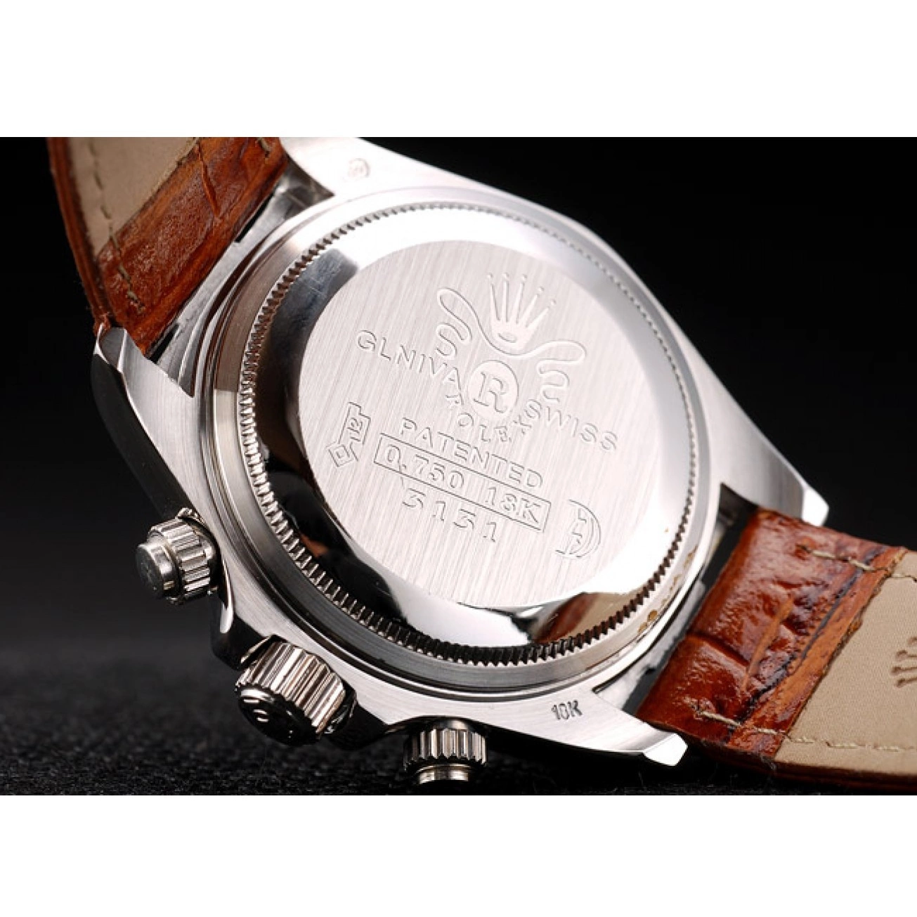 AAA Replica Watches Strap Tachymeter Steel Lady Stainless Daytona Leather Case Brown Rolex White Dial 0704